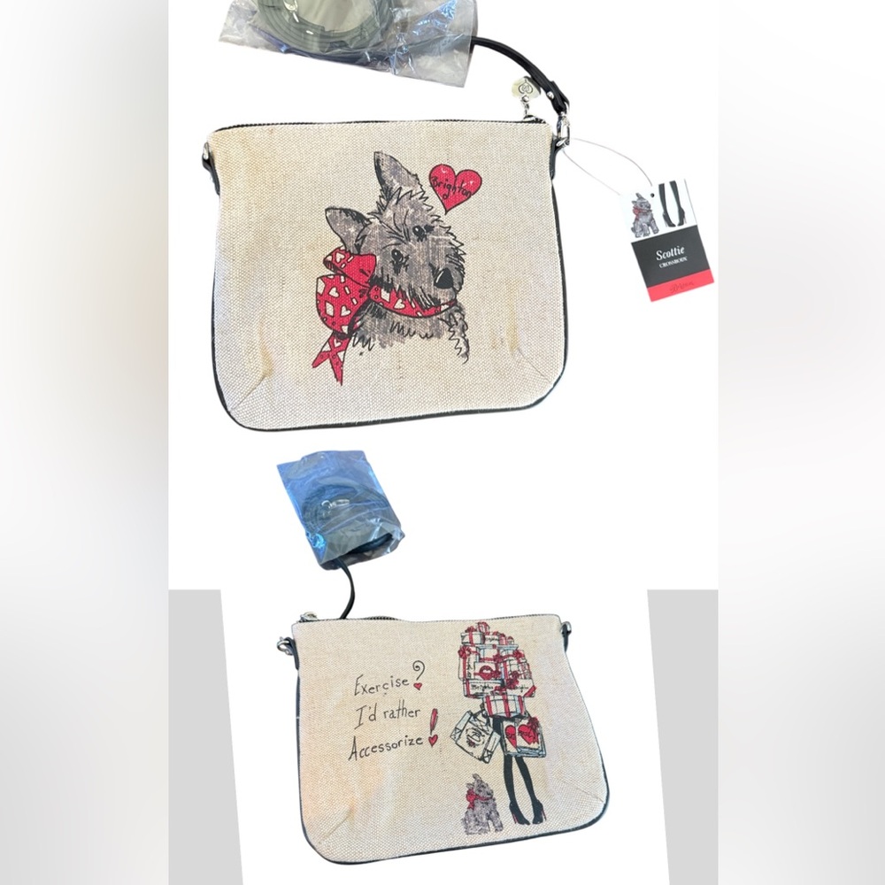 Brighton Scottie Dog Sketchbook Art Canvas Crossbody Bag NWT